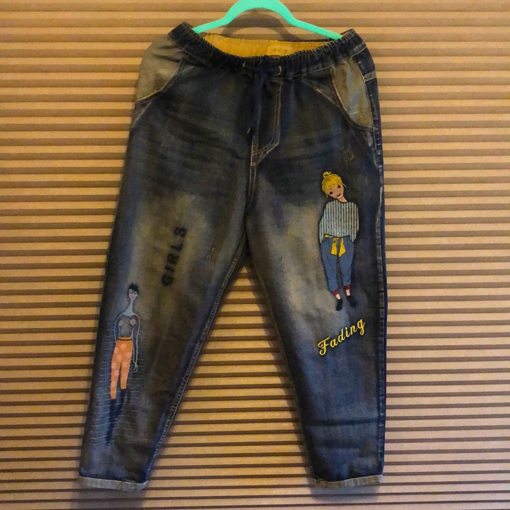 Patchwork elastic waist Jean denim.